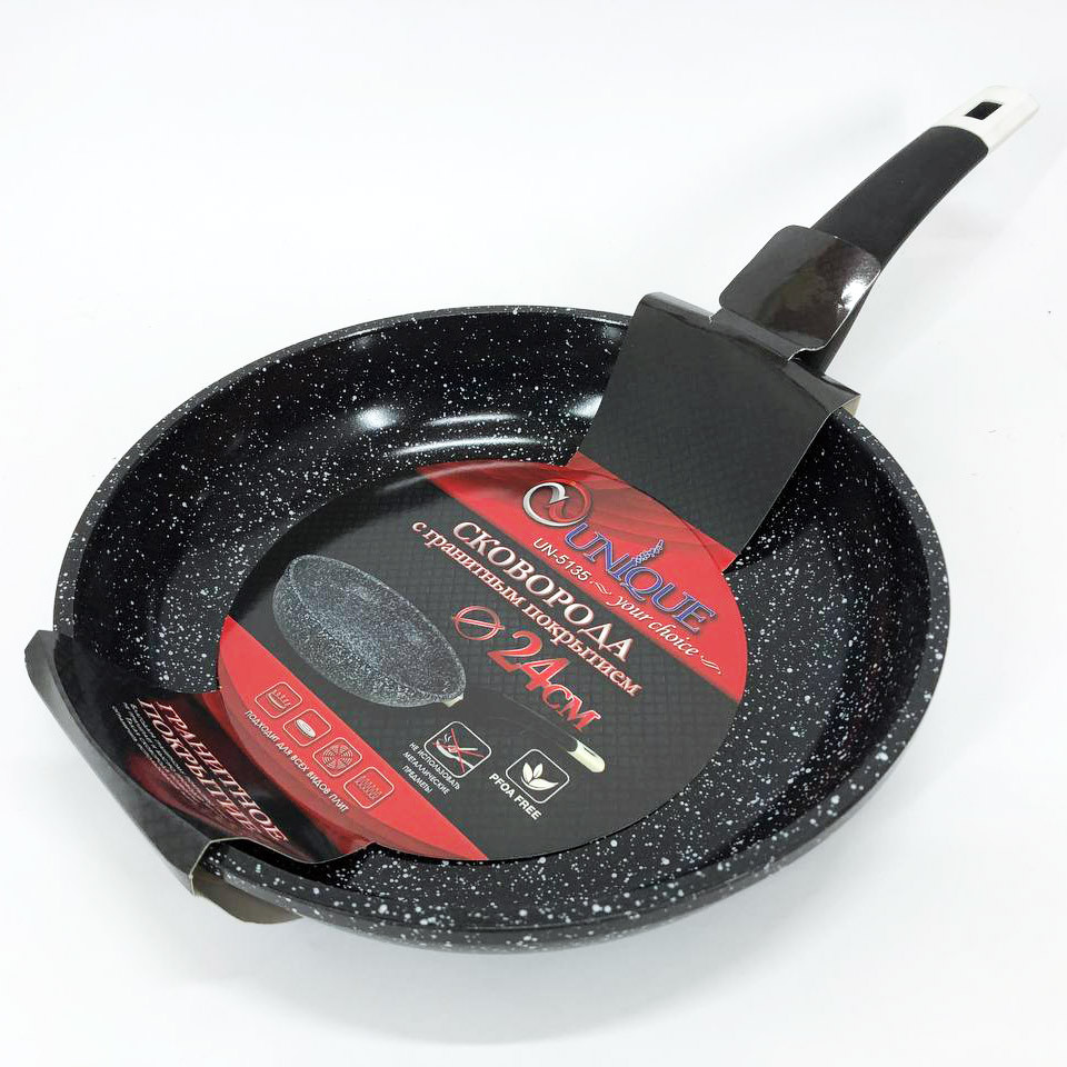 Легкая сковорода для домашней кухни UNIQUE, Сковорода глубокая для дома на долго BC-81 Львов - изображение 4