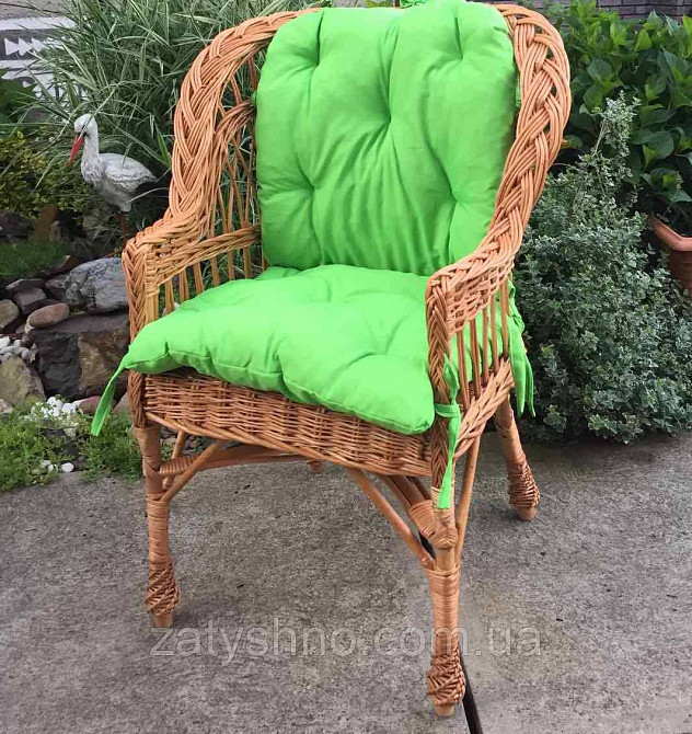 Крісло плетене з лози з накидкою Київ - фото 2