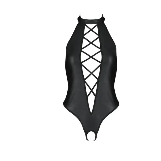 Боді з еко-шкіри з імітацією шнурівки та відкритим доступом Passion NANCY BODY XXL/XXXL, black Львів