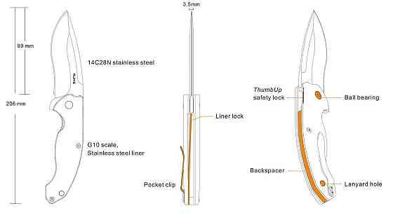 Нож складной Ruike Fang P852-B Ровно