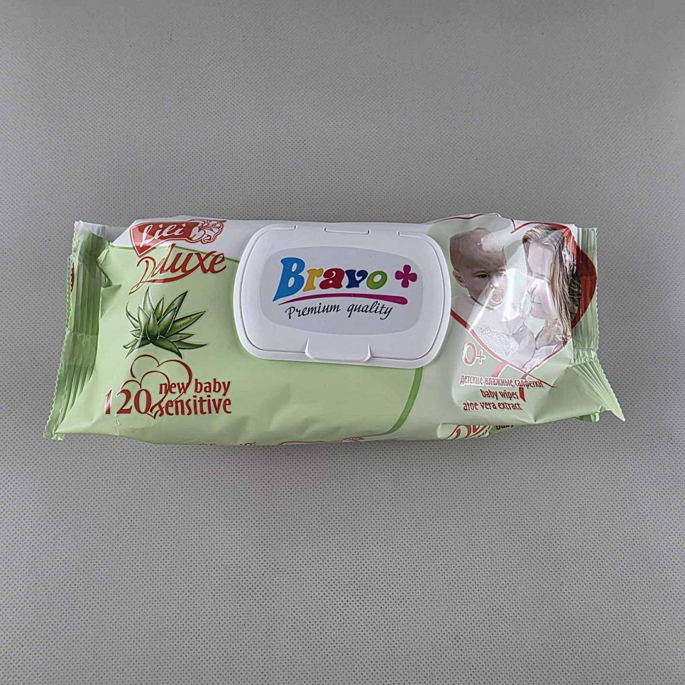 Серветки вологі 120 шт.з клапан "Bravo Lili" алое (1 пачка) Харків - фото 3