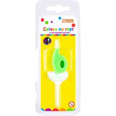 Свічка Maxi двостороння "6" з кольоровим вогнем, розмір 20*8*40 мм (MX622093-6) Вінниця