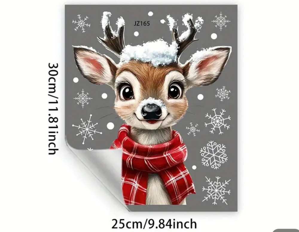 Новорічна наліпка на вікно Олень 30 на 25 см коричневий Київ - фото 2