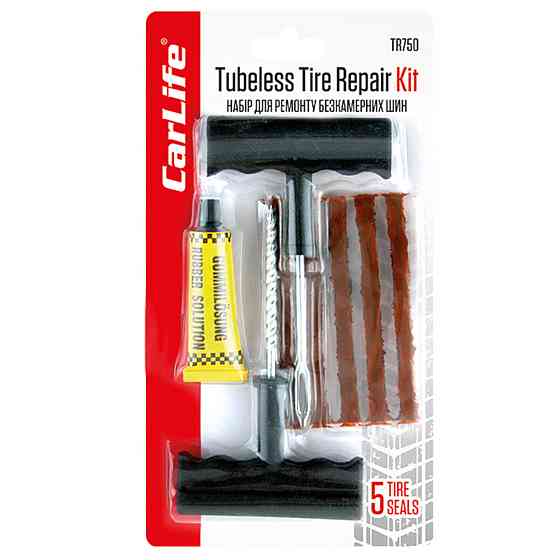 Набір для ремонту безкамерних шин CarLife (шило, штопор, кордовий жгут, клей) Киев