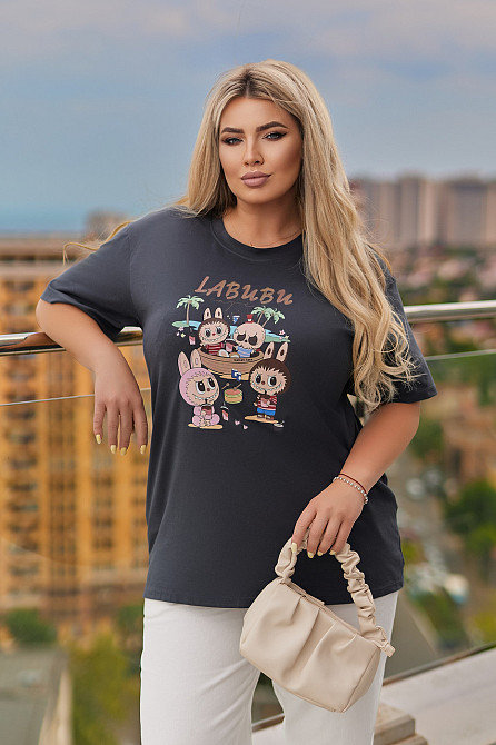 Жіноча стильна футболка Labubu "Monsters" | Норма і батал Київ - фото 4