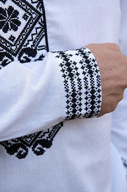 Вышиванка мужская, белая, льняная топ Киев - изображение 3