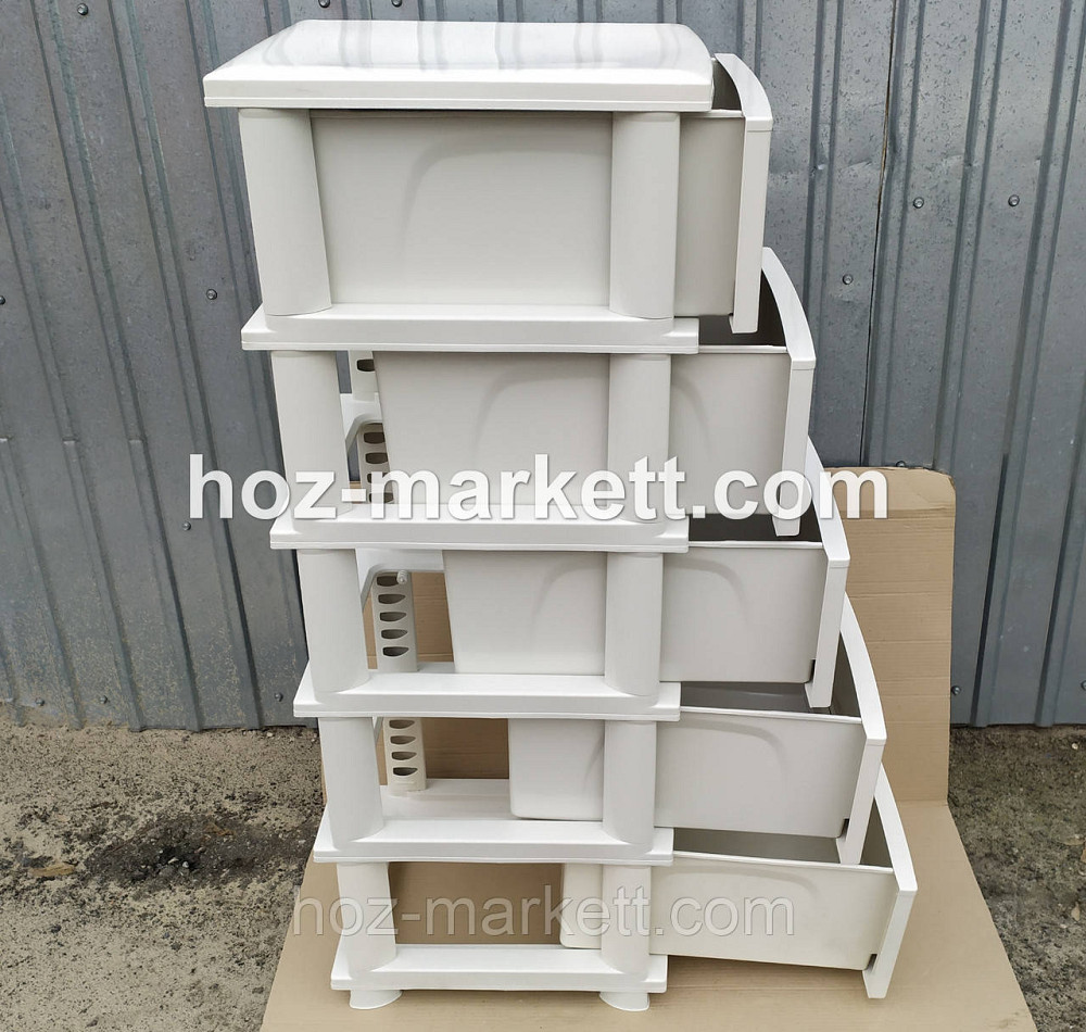 Комод пластиковый тумбочка на 5 ящиков ротанг белая роза слоновая кость Харьков - изображение 2