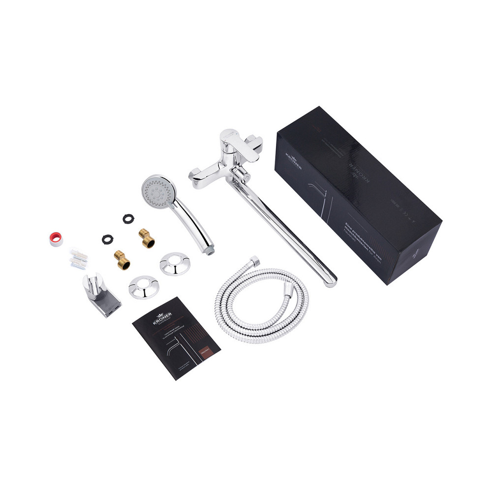 Смеситель для ванны Kroner KRP Bremen - C070 с душевым гарнитуром, хром Киев - изображение 9