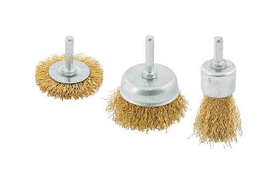 MASTERTOOL Набір щіток MASTERTOOL 3 шт - торцева/дискова зі стрижнем ¼" Ø 25/50// 50 мм з латун Коломия