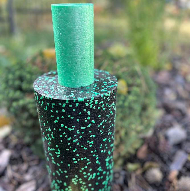 Масажний ролик (роллер) гладкий PowerPlay PP-4348 2 in 1 EPP Foam Roller Чорно/Зелений (33x14см.) Кам'янське - фото 8