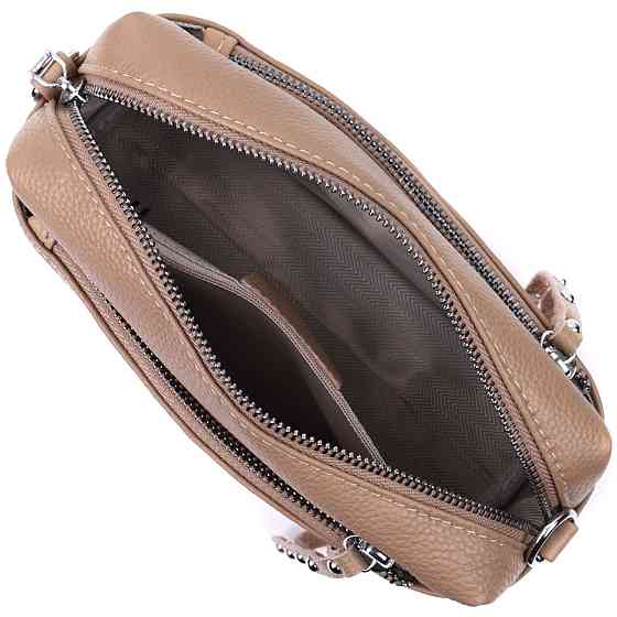 Сумка для жінок з акцентом на стильний бігунок з натуральної шкіри Vintage 22650 Бежева Київ