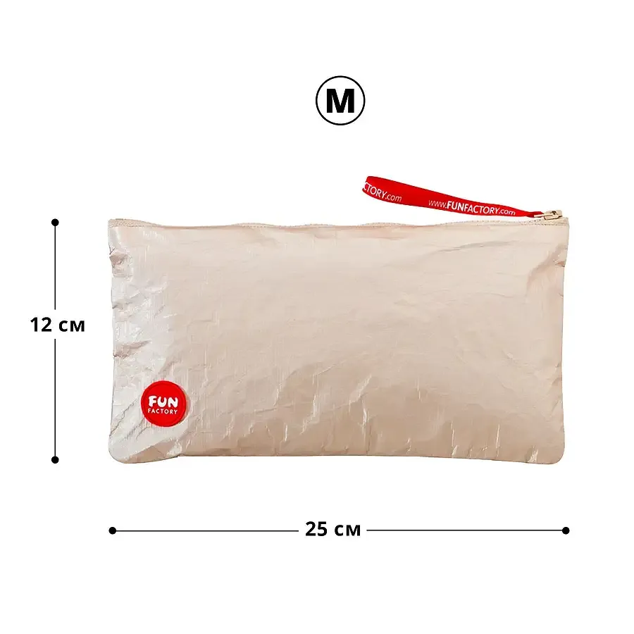 Сумка для секс-іграшок Fun Factory TOYBAG M, золотиста, на блискавці, 25x12 см Львов - изображение 2