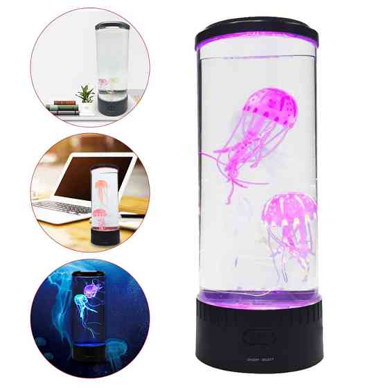Лампа Аквариум с силиконовыми медузами ПУЛЬТ УПРАВЛЕНИЯ!! Jellyfish Mood Lamp, USB LED, ночник Кременчуг