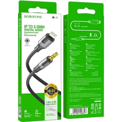 Кабель мультимедійний Lightning to 3.5mm M 1.0m BL19 black BOROFONE (6941991108327) Вінниця - фото 4