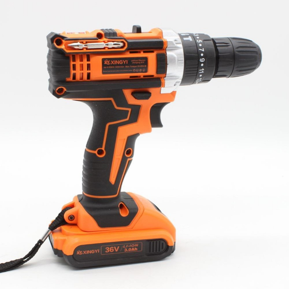 Шуруповерт акумуляторний з набором інструментів + 2 акумулятори 36В, Помаранчевий / Бездротовий шуруповерт-дриль Київ - фото 3