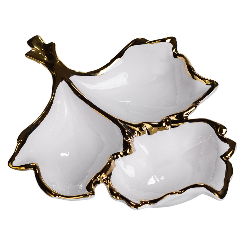 Yiwu Менажниця порцелянова на 3 секції для закусок 27×19.5×4 (см) тарілка менажниця Білий із зо Коломия - фото 1