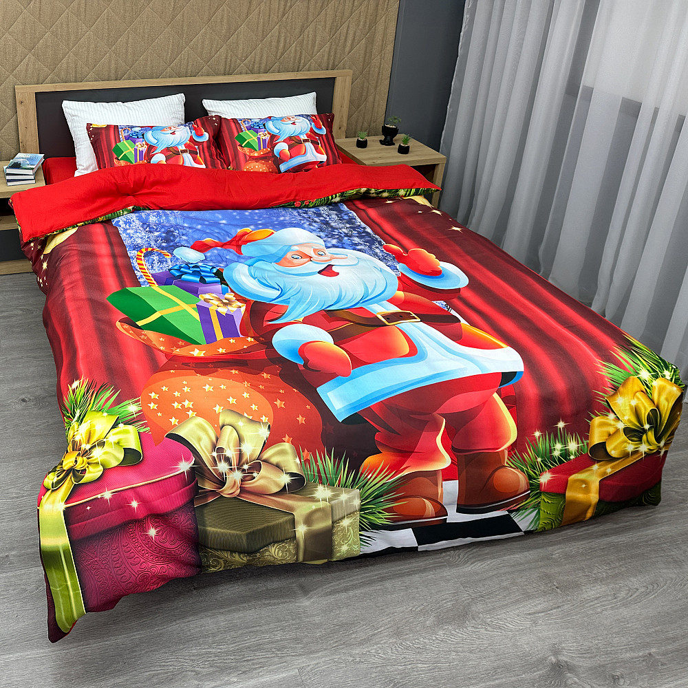 Комплект постільної білизни Фланель, Євро 200х220 з Різдвяним (Новорічним) принтом (88-201) Київ - фото 1