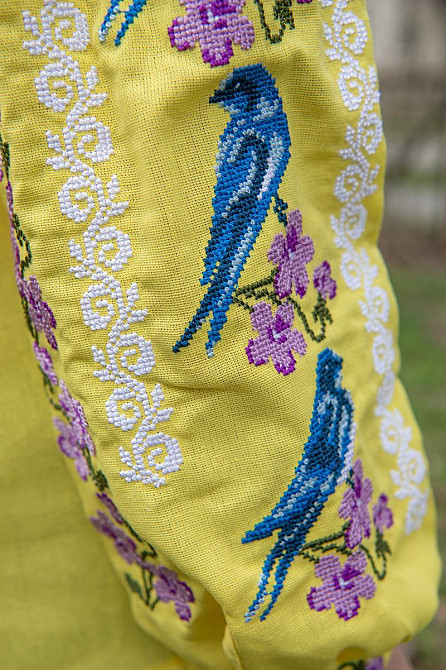 Вышиванка для девочек льняная с длинным рукавом, лен, топ Киев - изображение 3