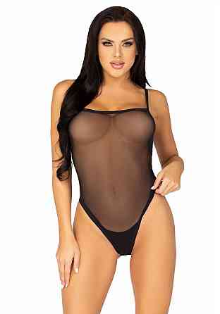 Еротичне боді Leg Avenue Cami bodysuit with thong Black XL, на бретелях Sex Aura Київ