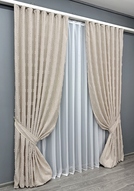 Комплект штор VR-Textil Лен Букле № 1882ш Таш 180х290 см 2 шт (39-919) Киев - изображение 3