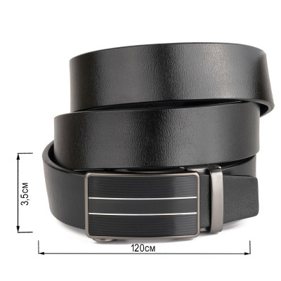 Ремень Vintage Мужской с полосками на пряжке Черный (20334) Винница - изображение 3