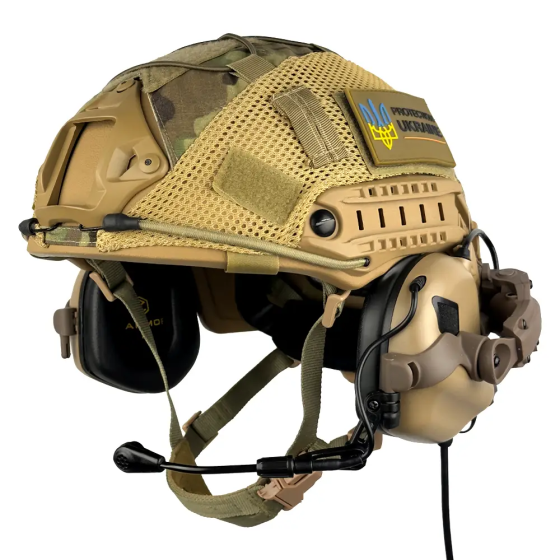 Комплект шолом кевларовий Fast Helmet NIJ IIIA + навушники Earmor M32 Mod3 з чебурашкою + кавер (роз Вінниця