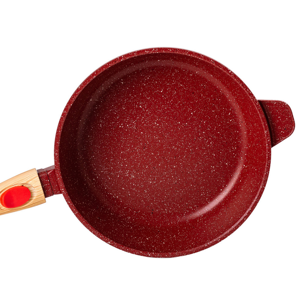 Глибока алюмінієва сковорода з кришкою Ø 24 см, червона Київ - фото 1