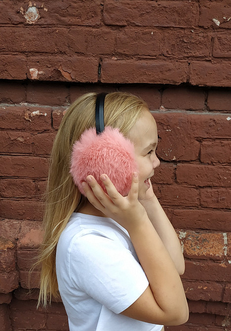 Хутряні навушники жіночі з кролика Персиковий Харків - фото 2