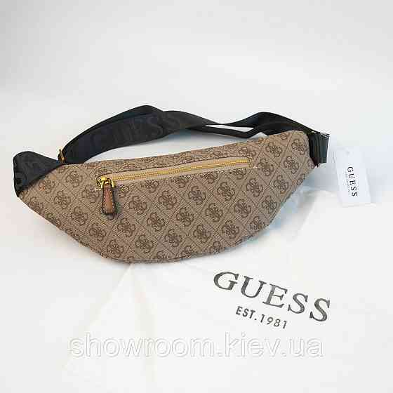 Женская сумка "бананка", слинг на пояс и на грудь Guess (7518) светло коричневая Киев
