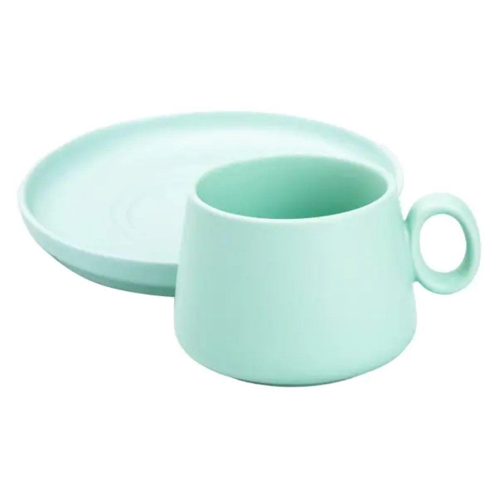 Мятная фарфоровая чашка с блюдцем 300 мл Киев - изображение 3