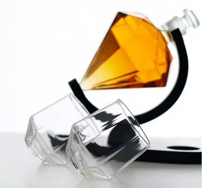 Набор Декантер Бриллиант Кристалл Алмаз Diamond с 2 бокалами на овальной подставке Кременчуг - изображение 6