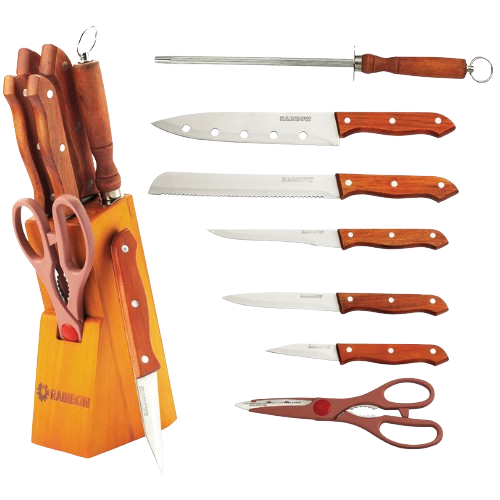 Набір ножів Rainbow 7 предметів на підставці дерев'яні ручки MR-1403 Maestro Житомир - фото 5