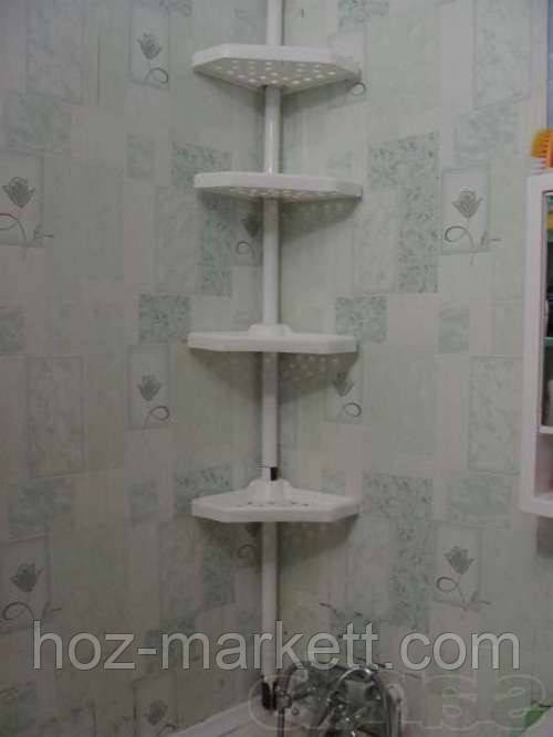 Полиця у ванну кутова на пластиковій трубі — розпірці Харків - фото 4