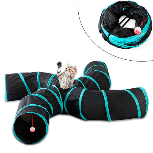 Тонель для кішок складаний 4-х сторонній ігровий тунель з іграшкою для котів Київ - фото 1