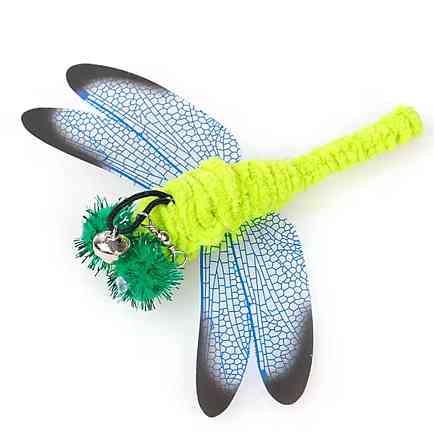 Игрушка для котика Стрекоза на присоске с колокольчиком 93 см салатовый Киев