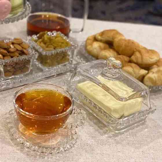 Маслянка скляна "Прозоре серце" 17 см h 10 см товсте скло Київ