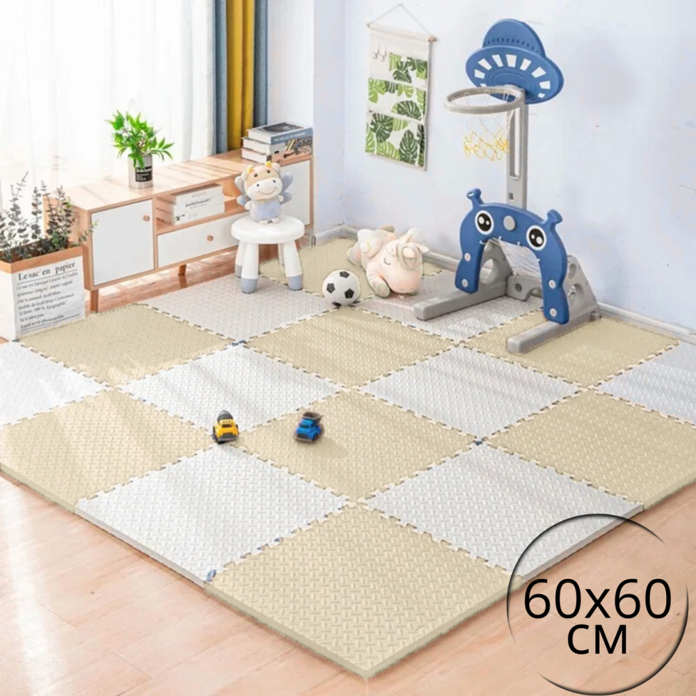 Коврик-пазл напольный, термоковрик,без покрытия,Eva-пены 6 пазлов 60*60 см,площадь покрытия 2,16 м²,толщина 1 см, бежевый Каменец-Подольский - изображение 1