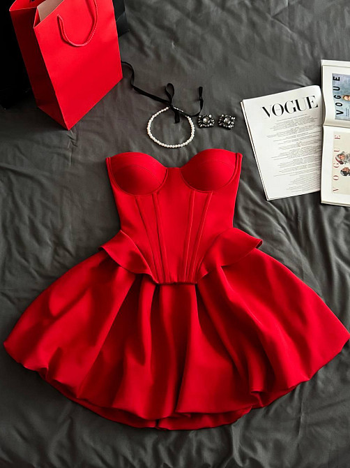 Женское романтическое платье с корсетом костюмка люкс. Красный, 44/46 Одесса - изображение 6