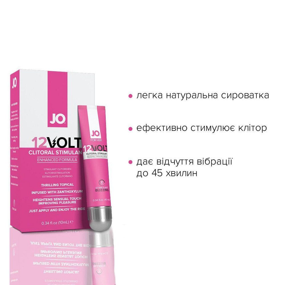 Возбуждающий гель для клитора JO 12VOLT (10 мл) с эффектом пульсации и разогрева Sex Aura Киев - изображение 3