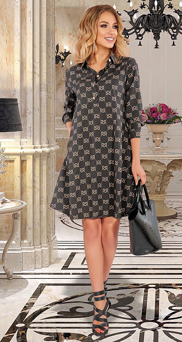 Красивое платье из ткани с мелким рисунком (44) Киев - изображение 3