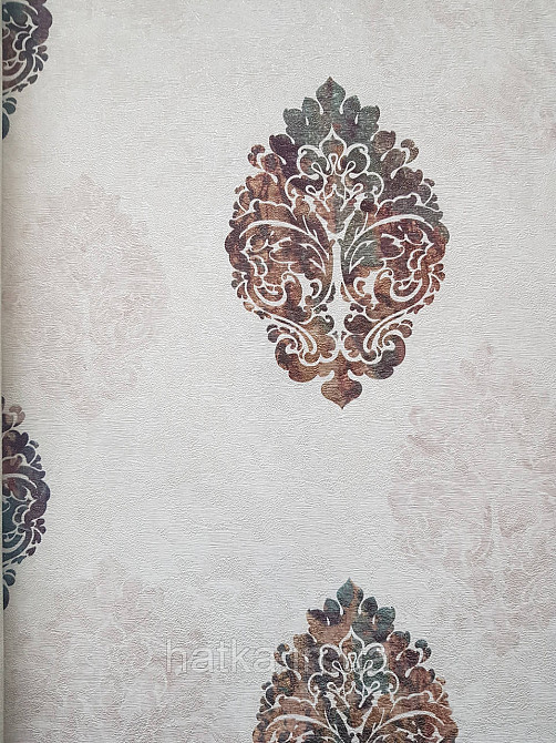 Шпалери вінілові на флізеліні гарячого тиснення DU&KA 1.06х10 вензель основа під штукатурку сірі коричневі Київ - фото 1