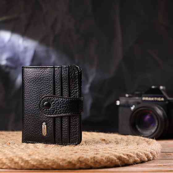 Стильний гаманець із натуральної зернистої шкіри CANPELLINI 21688 Чорний Київ