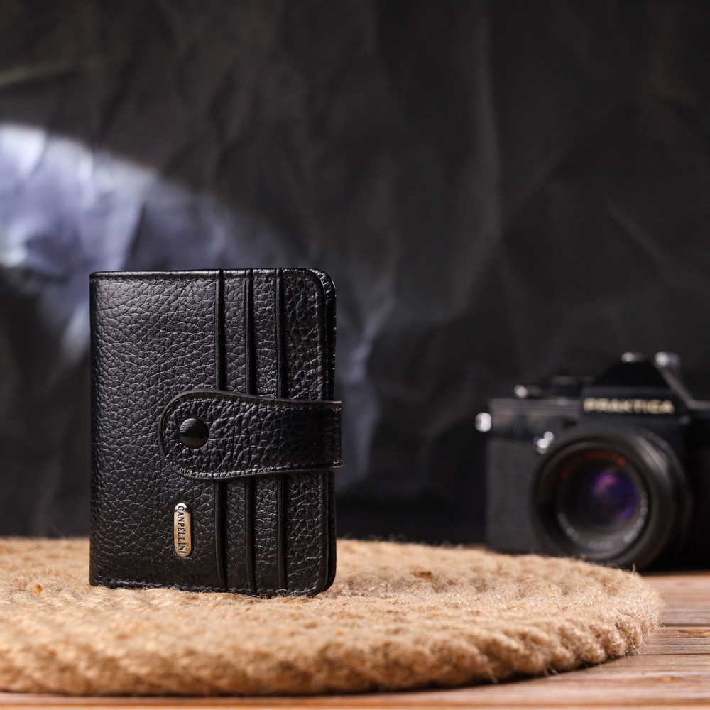 Стильний гаманець із натуральної зернистої шкіри CANPELLINI 21688 Чорний Київ - фото 3