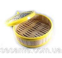 Вонтонница бамбуковая пароварка укреплена пластиком, одноярусная d-18см Харьков - изображение 1