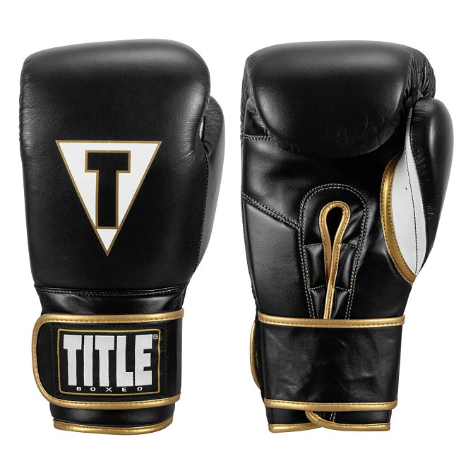 Боксерські рукавиці TITLE Boxeo Mexican Leather Quatro Black/White 12 oz (бинти 4м. в комплекті) Кам'янське - фото 5