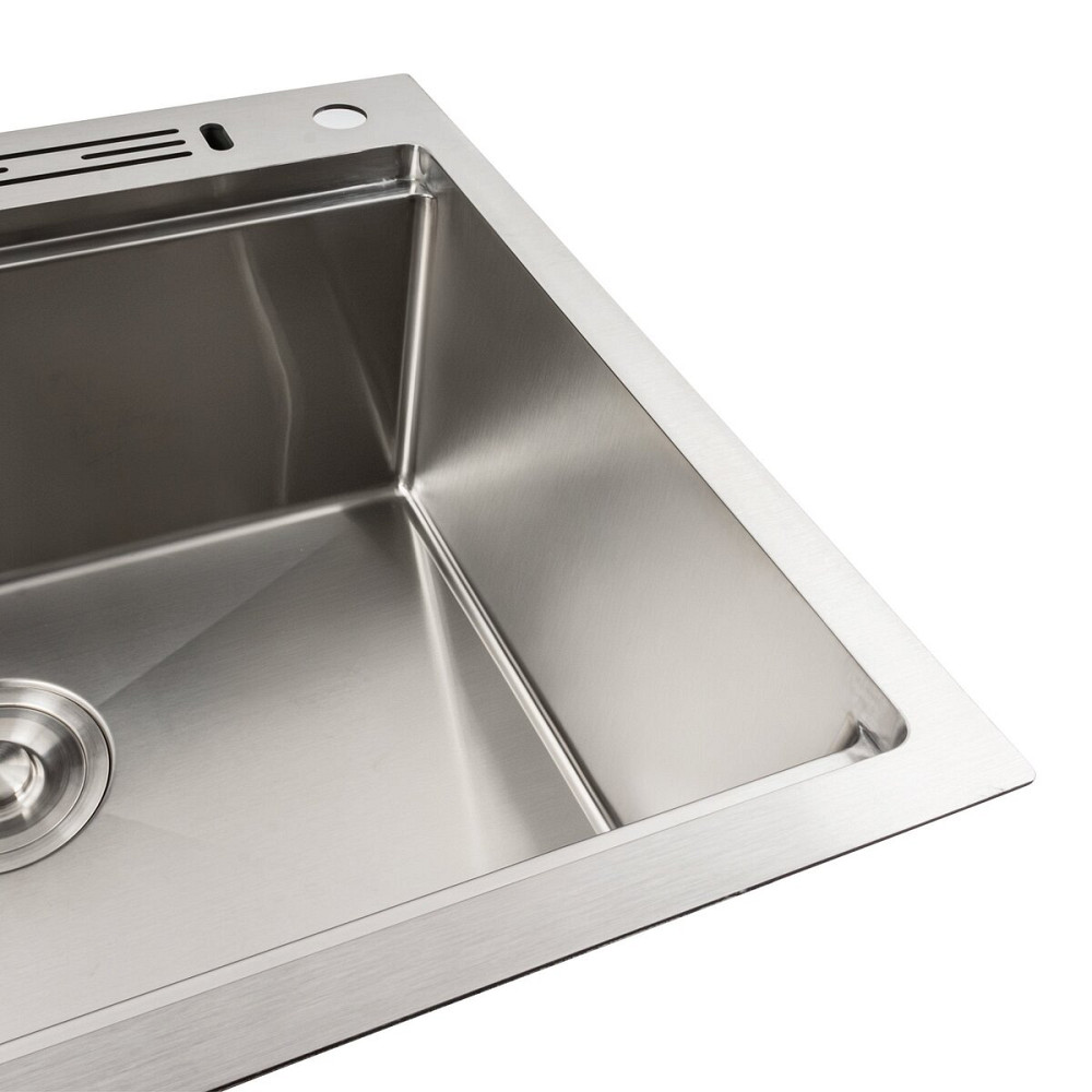 Кухонна мийка нержавійка 60х50 Platinum Handmade з підставкою для ножів (сифон круглий, 3,0/0,8) Коломыя - изображение 4