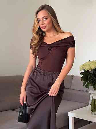 Стильний жіночий елегантний боді трикотаж масло Шоколад Одеса