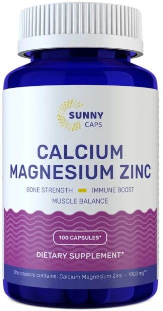 Минералы Sunny Caps Кальций магний цинк Calcium Magnesium Zinc 100 капс Киев - изображение 1