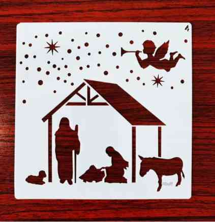 Новогодний трафарет Рождество 13 на 13 см серый Киев