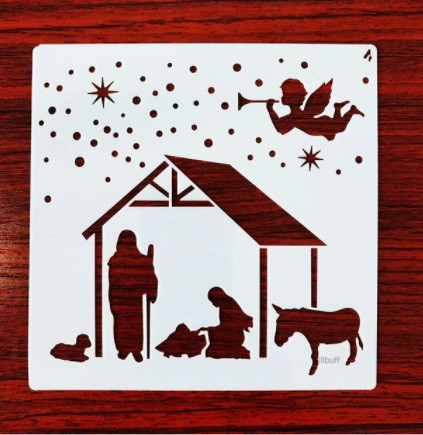 Новогодний трафарет Рождество 13 на 13 см серый Киев - изображение 1